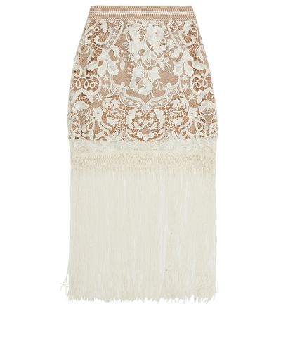 Self - Portrait Overlay Fringed Skirt, front view
